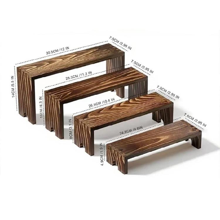 Tabletop Display Stand with Nesting Wood Platforms for Organizing Cosmetics, Stationery, Collectibles, and Jewelry