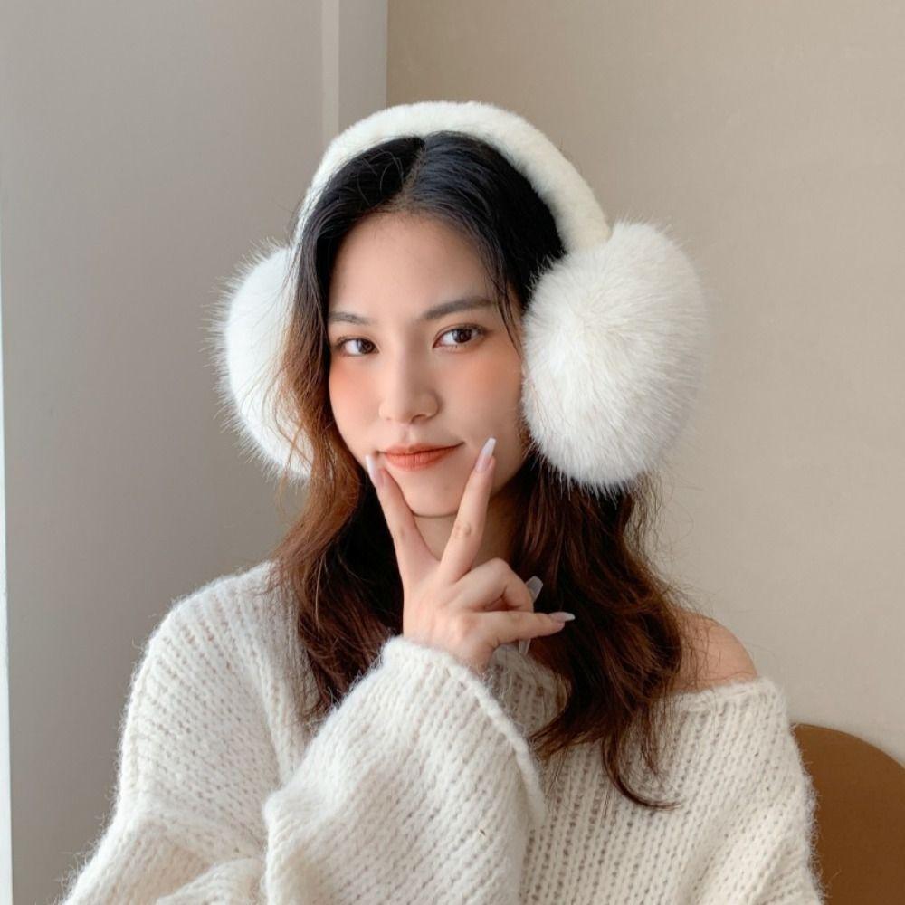 

Однотонные зимние теплые наушники Толстые теплые складные наушники Модные плюшевые наушники белый