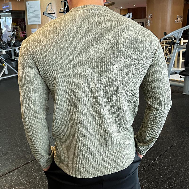 

2026 Spring Men V-neck T-shirts Men New Solid Color Jacquard Waffle Pullover Tops High Street Fashion Y2K Tee Shirts XXXL зелений