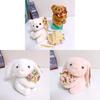 Plush Bunny Rose Arrangement Table Decor With Keychain For Gift And Home Decor