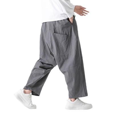 Pantalon Harem Homme Automne/Hiver 2024 Coton Lin - Patchwork Style Chinois, Décontracté Jambe Large