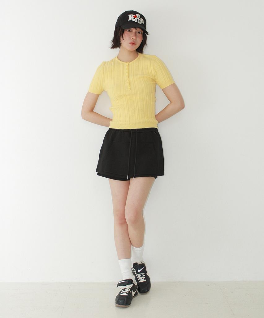 RONRON Front Pocket Skirt Pants Black