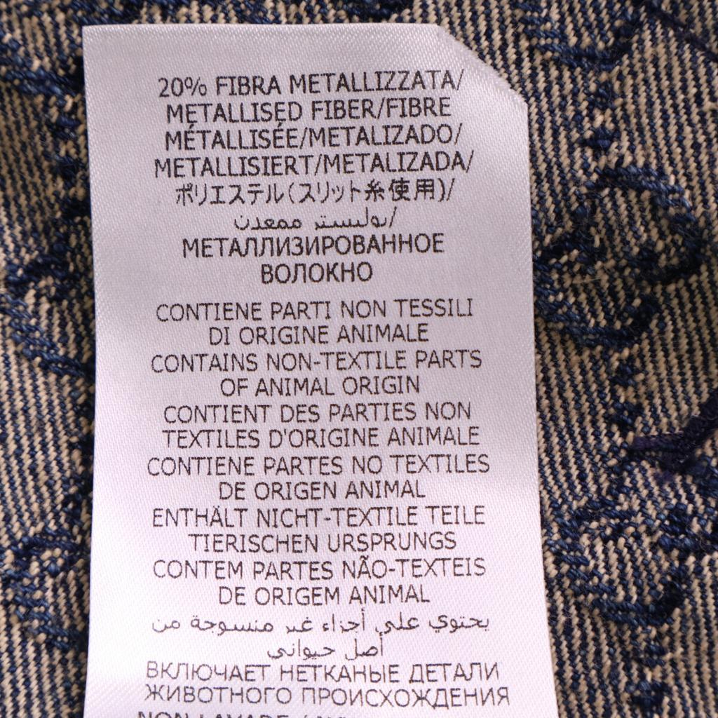 Gucci Domestic Regular 652658 GG Denim Leather Switch Square Patch Belted Jacket 34 IndigoUsed