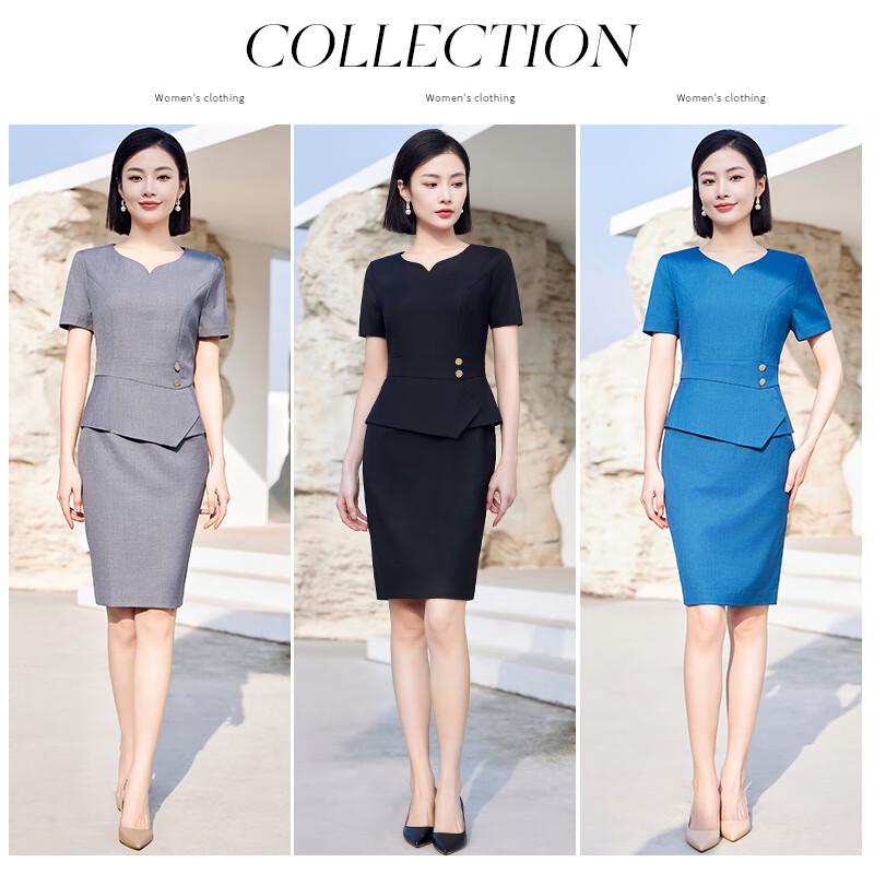 Teluoman Women's Short Sleeve Professional A-Line Dress