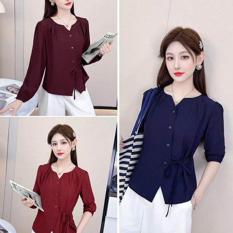 2025 Autumn Fashion: Elegant Long-Sleeve Slimming Shirt for Women