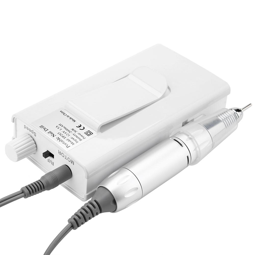 Portable Rechargeable Electric Nail Drill Machine 30000 RPM Cordless White