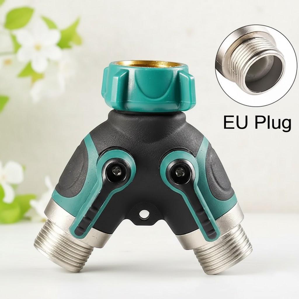 Garden Hose Splitter Double Y Shut Off Valve Outdoor Lawn Water Hose Connector Durable Brass Adapter