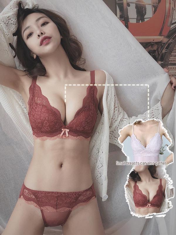 Sexy Lace French Bra & Panty Set: Enhances Small Bust, Reduces Side Boobs, Anti-Sag, Shaping