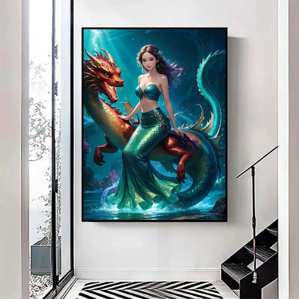 5D DIY Diamond Embroidery Abstract Art Diamond Painting Painted Mermaid Picture Cross Stitch Diamond Mosaic New  Wall Art