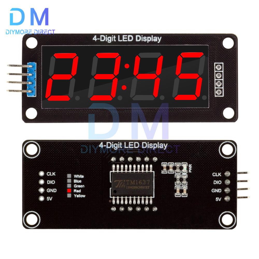 TM1637 LED Display Module 4 Digit 7 Segment 0.56 inch Time Clock Indicator Tube Module Red Blue Green Yellow White for Arduino