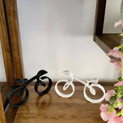 2Pcs 3D Printed Abstract Modern Bicycle Statue Bike Figurine Minimalist Sculpture Home Office