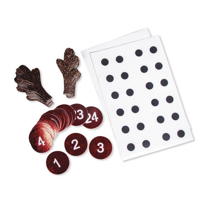 Chiffres et déco pour Calendrier de l'Avent Renne Rudolf