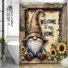 Retro Little Dwarf Sunflower Shower Curtain Washable Dirt-Resistant Shower Head Waterproof Polyester Bath Curtain For Home Decor