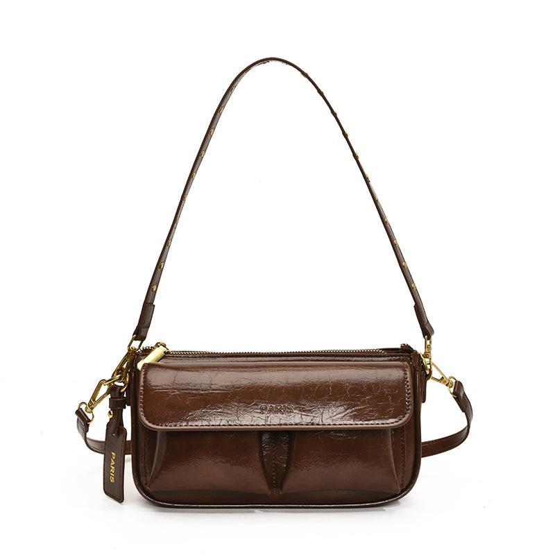 

Retro small bag women s new autumn and winter versatile messenger bag shoulder underarm bag small square bag коричневый