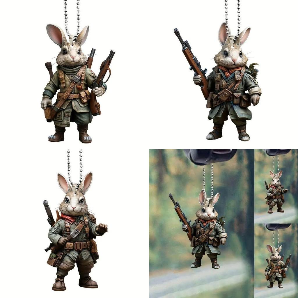 Cartoon Creative Acrylic Animal Gunner Car Hanging Ornament For Festive Interior Style