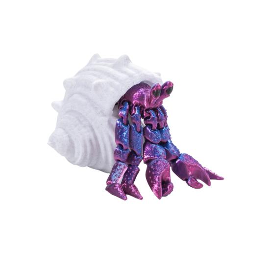 

3D-печатная фигурка краба-отшельника с подвижными суставами, фигурка краба, шарнирная модель животного, украшение для рабочего стола, подарок для детей и взрослых L фиолетовый