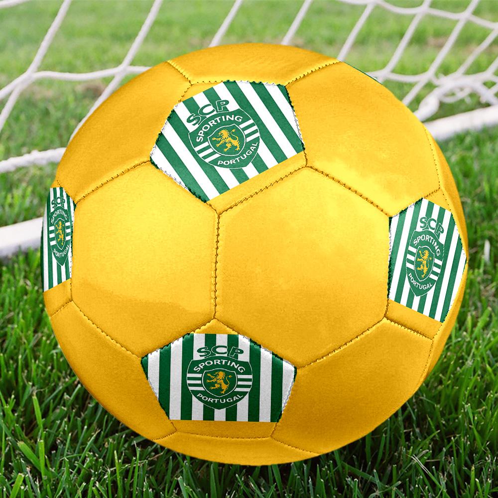 Pallone Calcio a 5 Sporting FC Colorato Per Tutte le Età Misura 5 Cucito a Macchina PVC Pronto per la Competizione Resistente Alta Rimbalzabilità