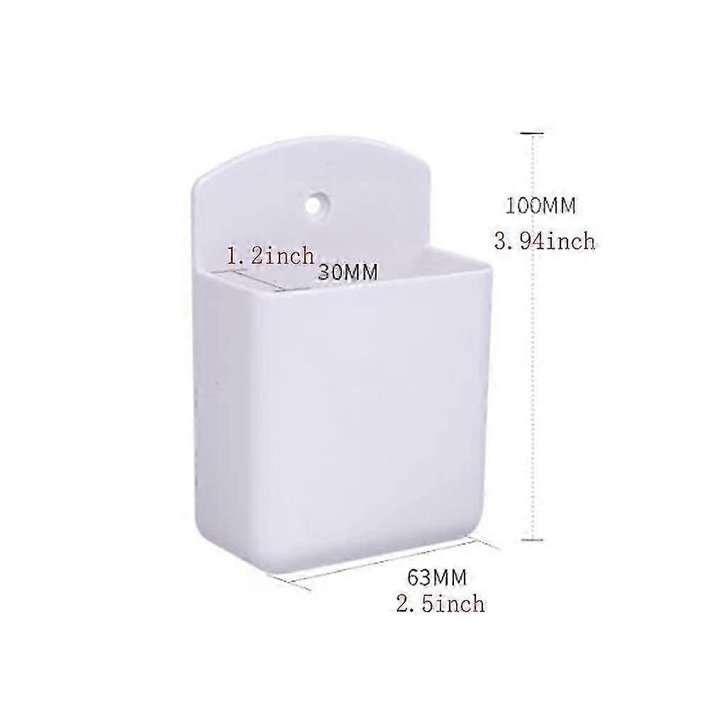 Pack of 4 White Remote Holders Remote Control Holder Wall Mount Media Storage Box for Home Office Bedroom Parlor Self Adhesive Atorage Box