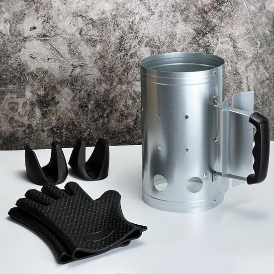 Nerezový kbelík na uhlí s protiskluzovou ergonomickou rukojetí, odolný, přenosný, pro venkovní kempování, turistiku, piknik, grilování, nádoba na popel