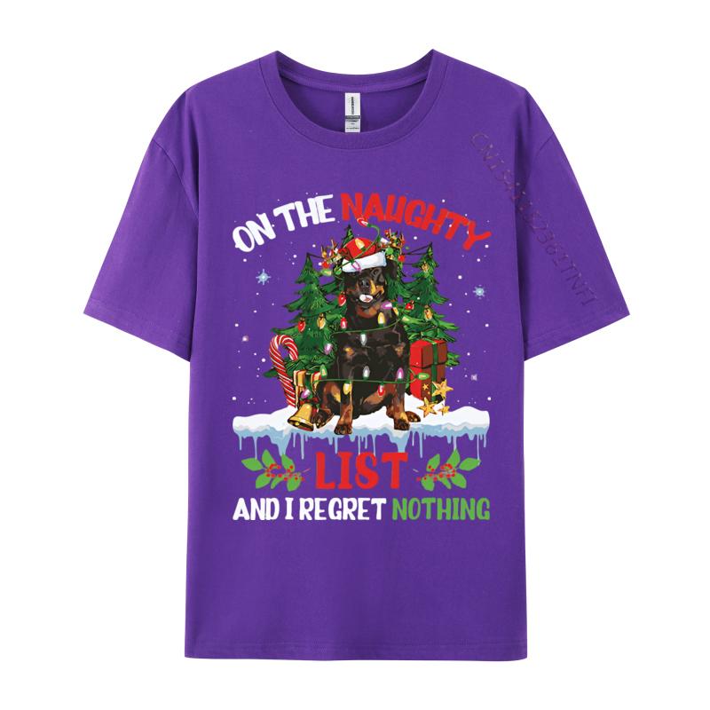 T Shirt For Rottweiler Christmas On The Naughty List T-shirt Cotton Tops Tshirts O-neck Clothing Plus Size