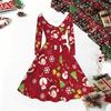 Women Christmas Print Midi Dress, Long Sleeve V‑Neck Furry Trim A‑Line Party Dress, Christmas Limited Edition