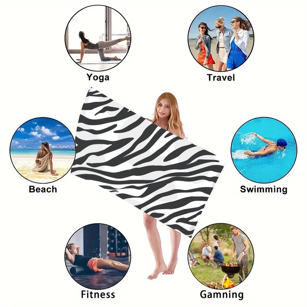 Zebra Stripe Decor Beach Towel Large Microfiber Ultra-Soft Quick Dry Bath Towels For Swimming Yoga Lightweight Travel Camping