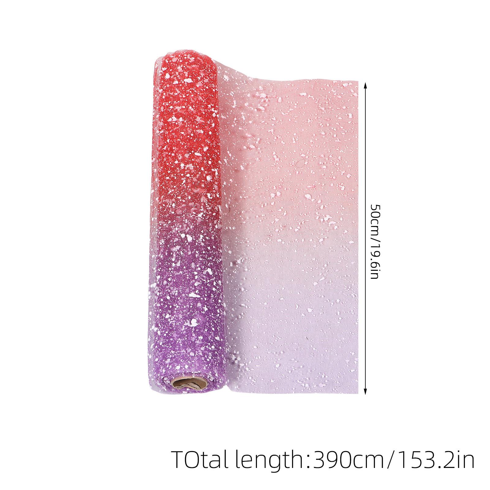 

4 Yard Gradient Snow Dot Tulle Fabric Roll - Mesh Wrapping Paper for Flower Bouquet Gift Wrap DIY Craft Decoration червоний