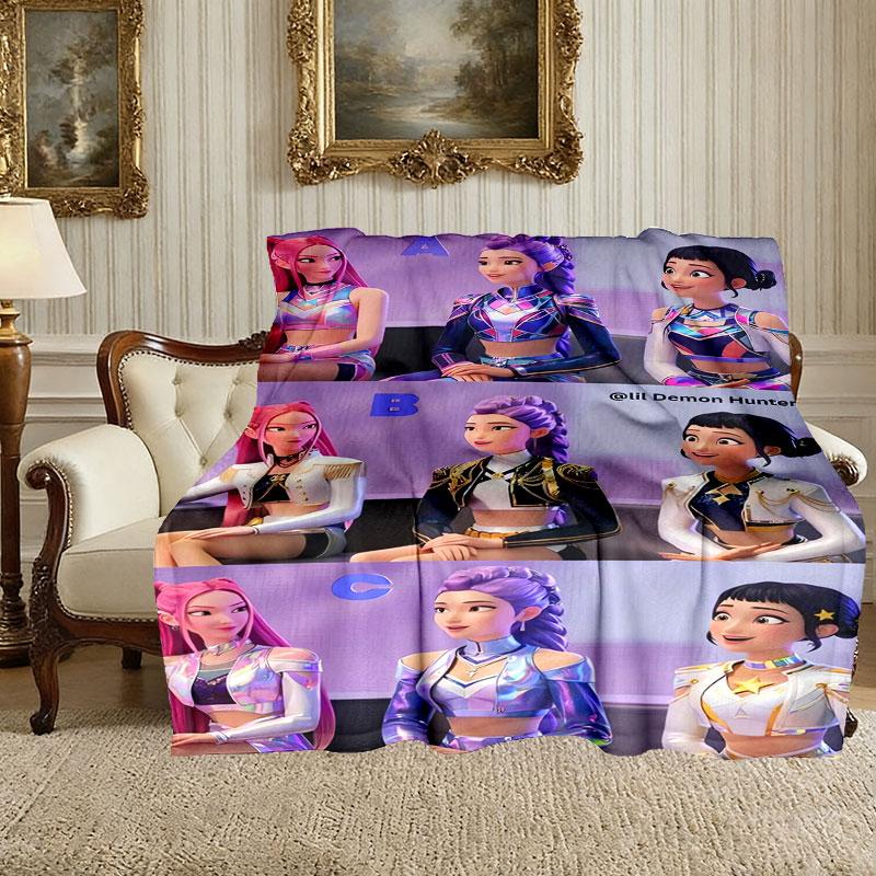 1pc Kpop Demon Hunters Blanket, Cozy Printed Throw Blanket, A Heartfelt Gift for Your Family and Friends