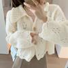 Fashion Elegant Sweet Knitted Cardigan Short Sweater Women Autumn Long Sleeve Loose Doll Collar Top Casual Korean Hollow Simple Knitwear Coat