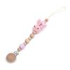 Cute Cartoon Knitted Rabbit Pacifier Clip with Beech Wood Beads