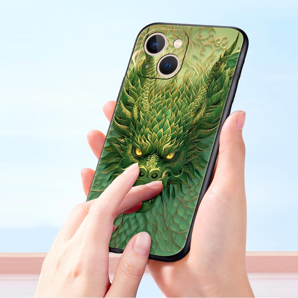Chinoiserie Loong Flower Dragon Phone Case Cover for iPhone 17 16 15 14 13 12 Pro Max 11 Pro Max 17 AIR Plus Soft TPU Shell Bags