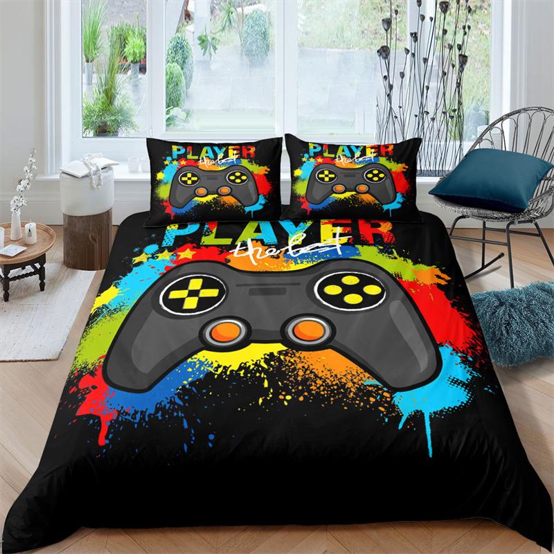 Boys Gamepad Duvet Cover Play Gamer Bedding Set Video Games Quilt Cover Twin King For Kids Teen Child Game Room Decor