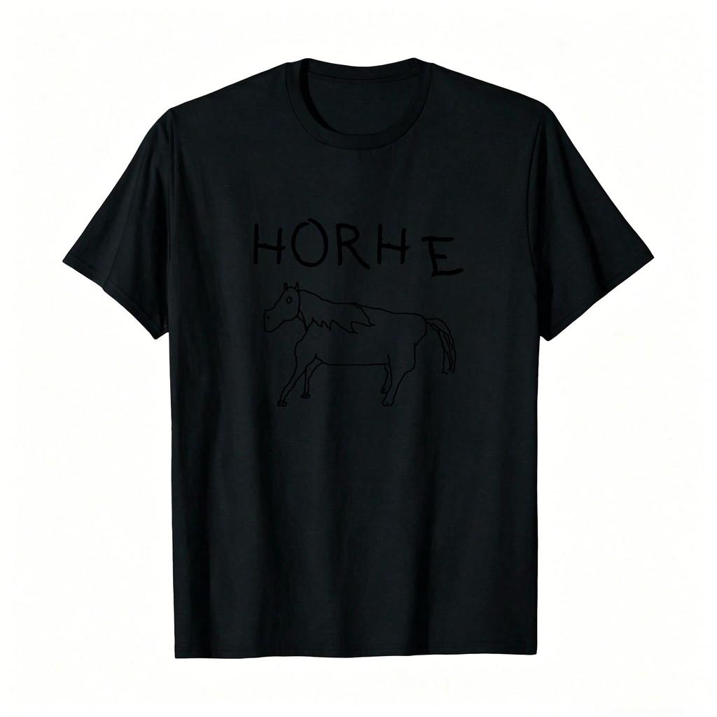 Premium Gen Z Cringe Weird Horse Graphic Crew Neck Tee Comfy Breathable Allseason Casual Top For Unisex