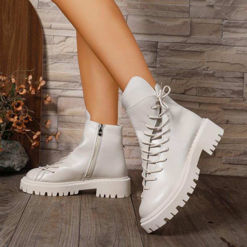 

New Martin boots women s autumn thin breathable versatile platform locomotive short boots spring and autumn single boots 43 белый