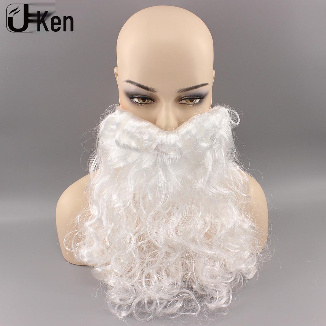 Длинные кудрявые белые парики и бороды Санта-Клауса с резинкой