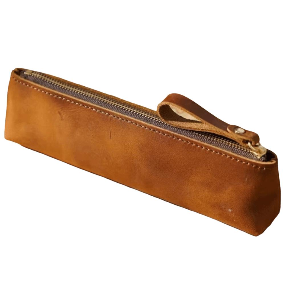 

PU Leather Makeup Brush Storage Bag Zipper Closure Pen Bag Beauty Pencil Case Travel коричневый