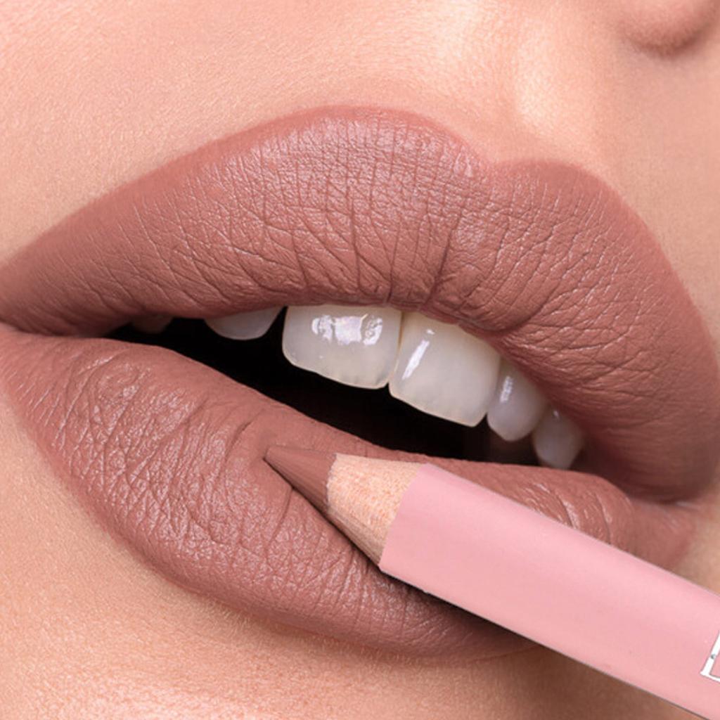 Lápis de Lábios Mat à Prova d'Água Duradouro de Madeira Delineador Natural para Lábios Contorno Labial Rosa Nude Maquilhagem 12 Cores