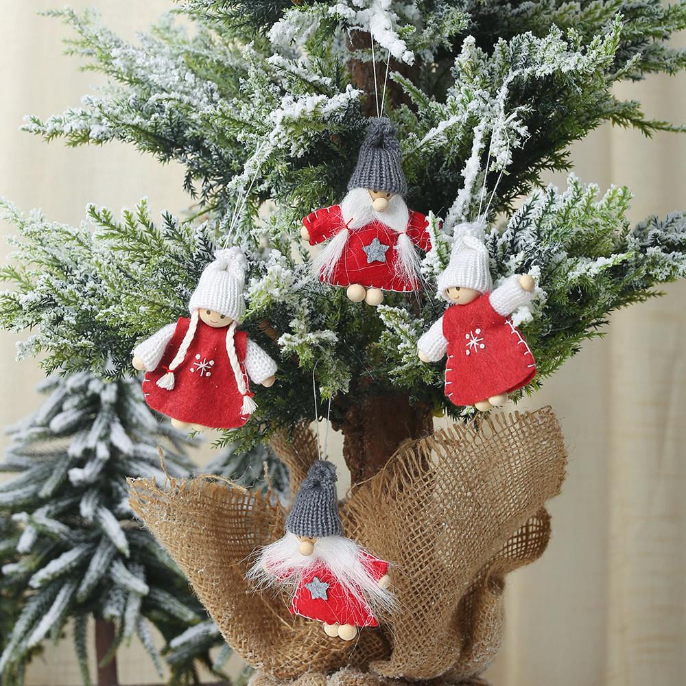 Bead Cute Wooden Foot Doll Hanging Ornaments For Children Joyful Decor Christmas