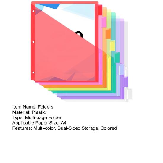 8Pcs Tab Binder Dividers with Pockets Colorful Workbook Divider Tabs Easy Classification 3 Hole Punch Loose Leaf Paper Storage Folders
