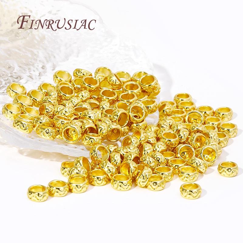 18K Gold Plated Large Hole Metal Beads,Round Spacer Beads,Bracelet Beads High Quality DIY Jewelry Accessories