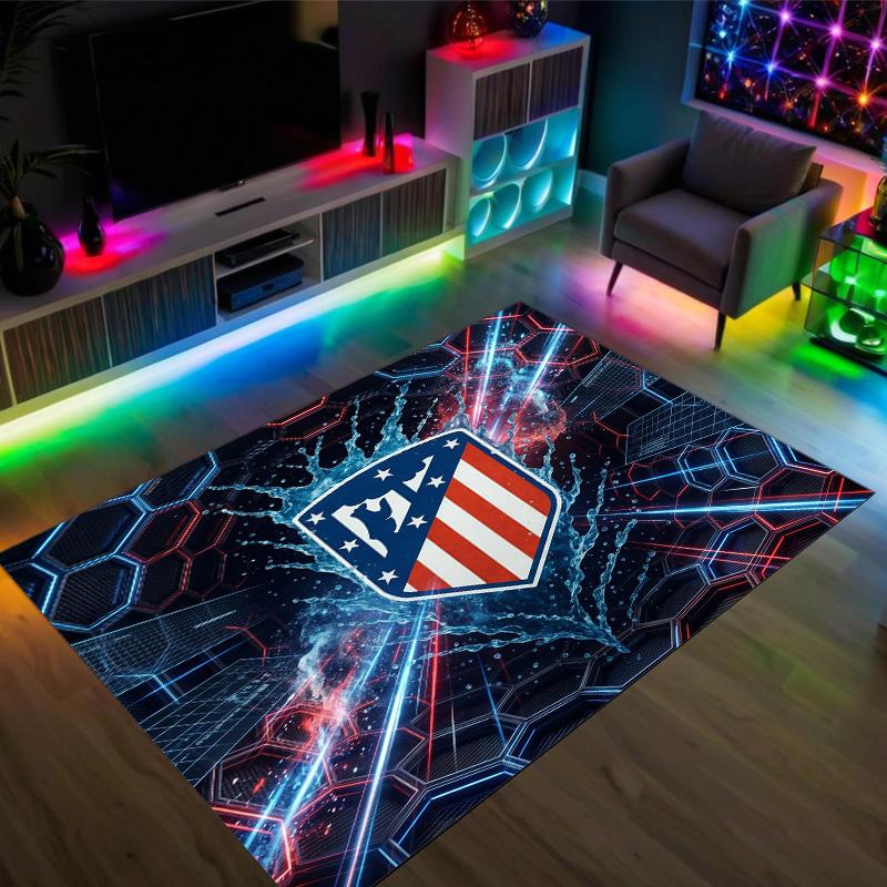 Design Atletico Madryt Kryształowy Aksamitny Dywan Przytulny Nie?Antypoślizgowy Dywan Wzorzysty Do Sypialni Salonu Przedpokoju