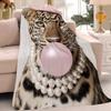 Trendige Rosa Retro Leopardendecke Warm Weich Geeignet für Schlafzimmer Sofa Bett Wohnzimmer Büro Reise Camping Geschenke
