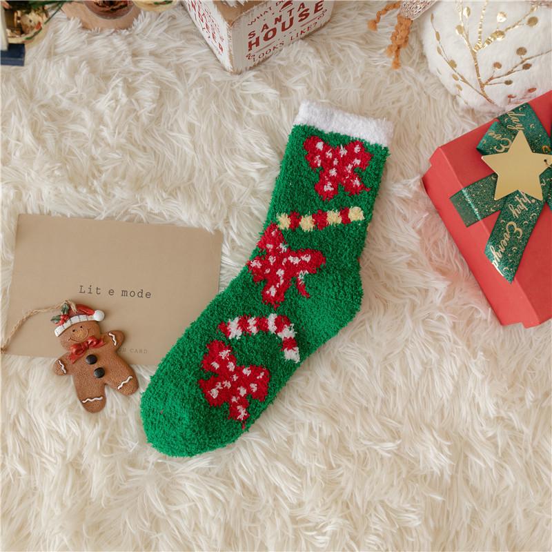Women's Winter Cartoon Christmas Coral Fleece Sleep Socks