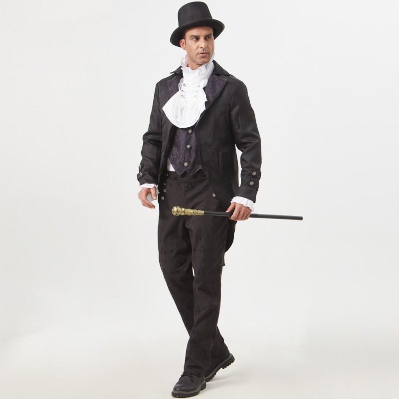 Completo Gotico Sartoriale Set Costume Cosplay di Halloween Vampiro Vintage Finto Due Pezzi Feste a Tema