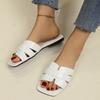 Large Size Solid Color Casual Stone Pattern Flat-bottomed Slippers 2025 New Foreign Trade Square Head One-pedal Slippers Spot