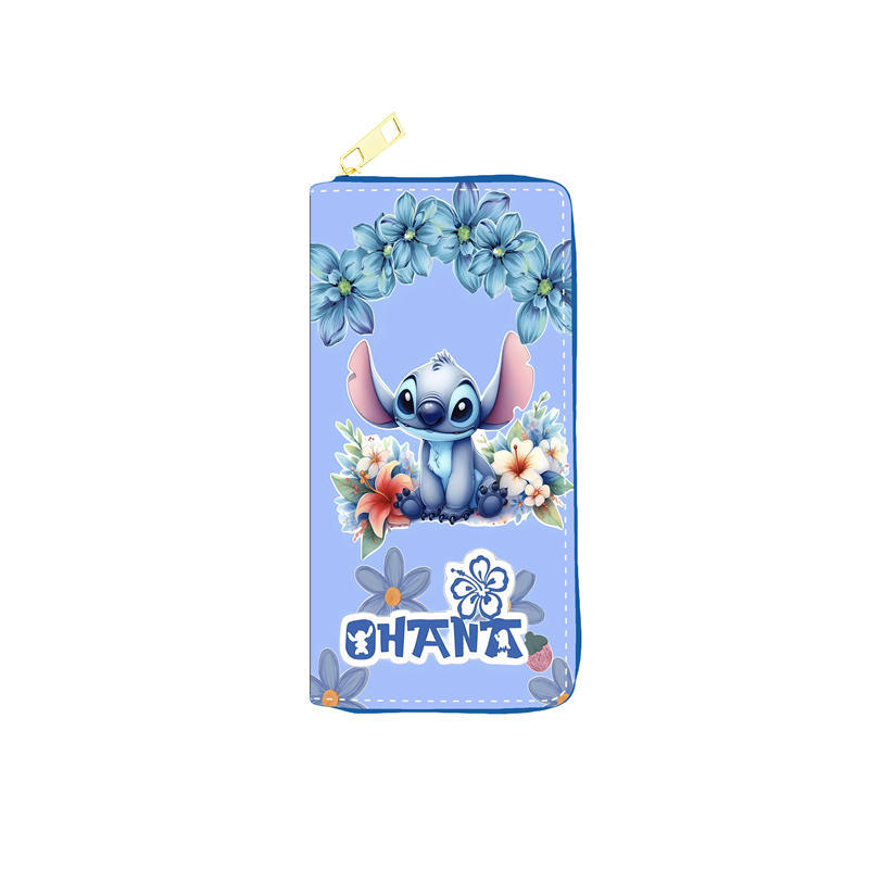 Cute Disney Style PU Wallet Student Long Purse Single Zipper Makeup Bag Multi-purpose Pouch 3pcs