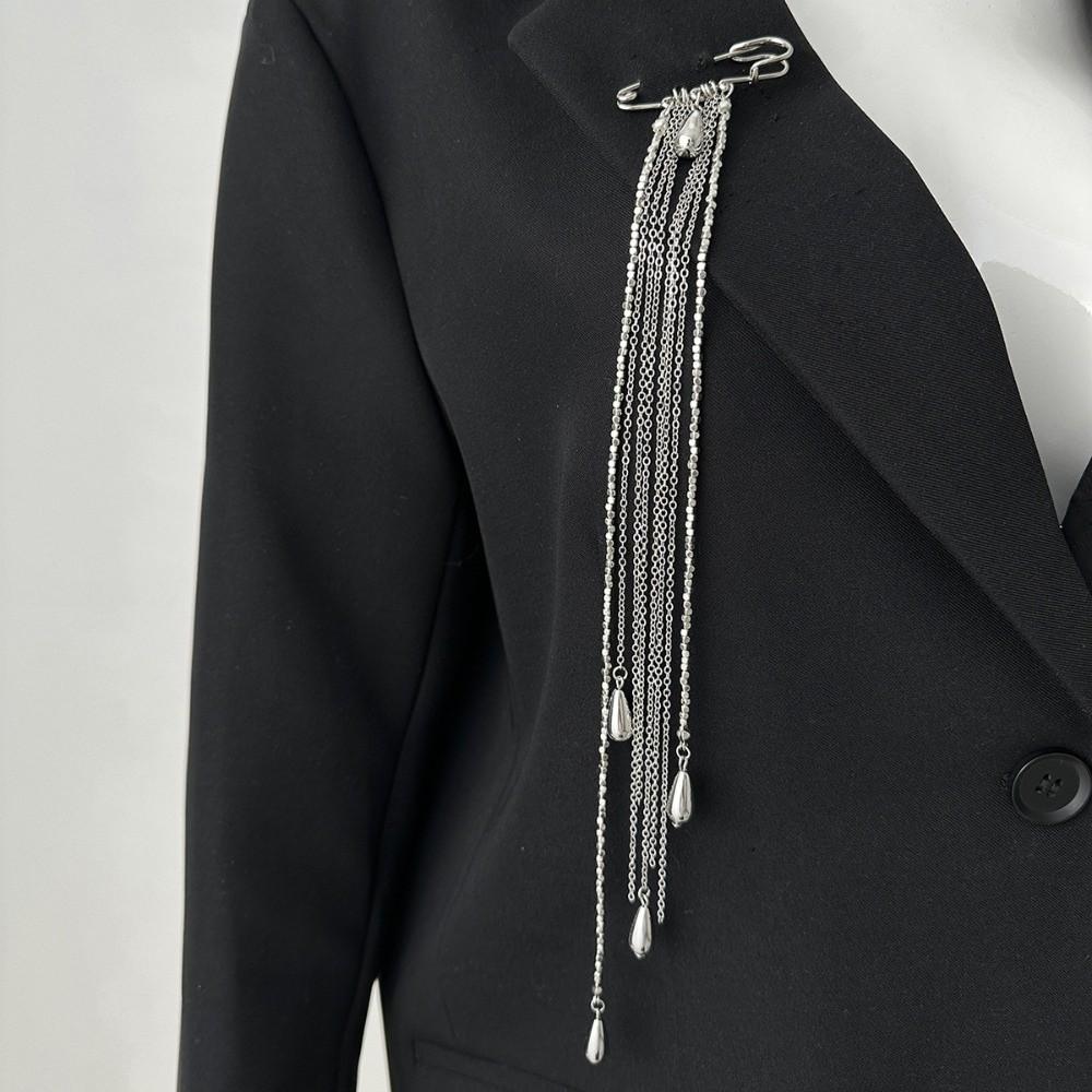 Vintage Long Tassel Brooch Elegant Multi-layer Chains Pin Tie Collar Needle  Banquet Party