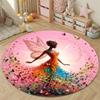 Classic Round Rose Multicolor Rug Mat, Non-Slip Floor Mat for Office