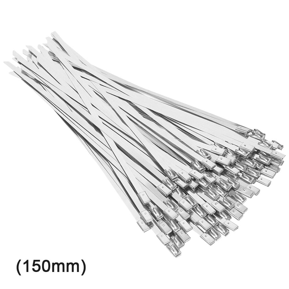 100Pcs Stainless Steel Ties Self Locking Cable Ties Heat Resistant Multi-Purpose Zip Ties for Farms Outdoor Fence