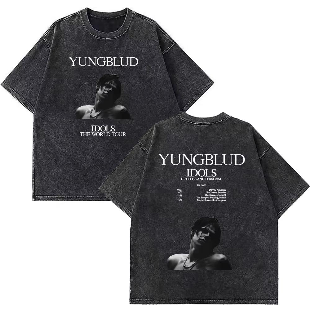 Yungblud IDOLS The World Tour Merch Retro Gewaschenes T-Shirt Herren Damen Hip Hop Rock Kurzarm T-Shirts Übergroße T-Shirts